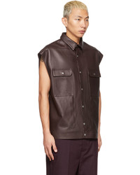 Rick Owens Brown Leather Sleeveless Jumbo Outershirt Vest