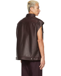 Rick Owens Brown Leather Sleeveless Jumbo Outershirt Vest