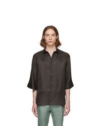 Haider Ackermann Brown Silk Kimono Long Shirt
