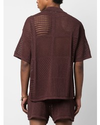 Nanushka Open Knit Short Sleeve Shirt