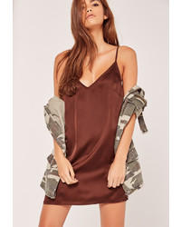 Missguided Silky Cami Dress Brown