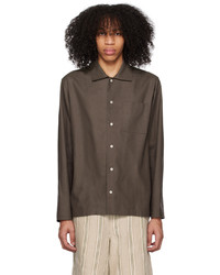 Another Aspect Brown Spread Collar Shirt