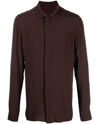 Rick Owens Silk Blend Long Sleeve Shirt