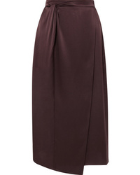 Dark Brown Silk Midi Skirt