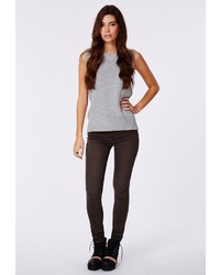 Missguided Cecily High Waisted Supersoft Skinny Jeans Dark Brown