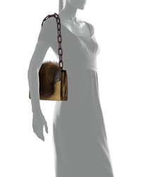 Nancy Gonzalez Sable Furpython Small Chain Strap Shoulder Bag Brown