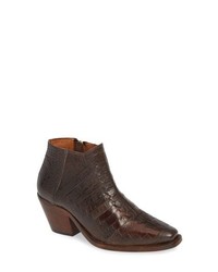 Dark Brown Snake Leather Ankle Boots