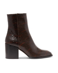 Aeyde Leandra Python Effect Leather Ankle Boots