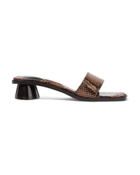 BY FA Sonia Snake Effect Leather Mules
