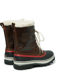 Sorel 1964 Caribou Faux Shearling Trimmed Waterproof Leather And Rubber Snow Boots