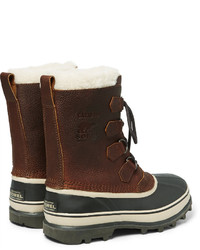 Sorel Caribou Faux Shearling Trimmed Waterproof Leather And Rubber Snow Boots