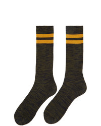 Comme des Garcons Homme Khakiand Navy Paralleled Socks