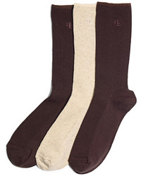 Lauren Ralph Lauren Ribbed Cotton Trouser 3 Pack Socks