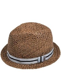 Cov-ver Grosgrain Ribbon Fedora Hat Straw Black