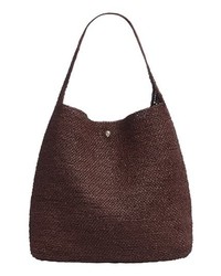 Dark Brown Straw Tote Bag