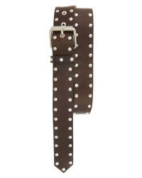 Dark Brown Studded Leather Belt