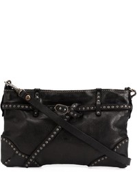 Dark Brown Studded Leather Crossbody Bag