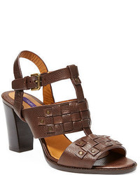 Dark Brown Studded Leather Sandals