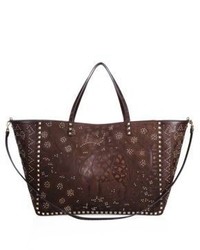 Valentino Primitive Large Studded Leather Rhino Embossed Tote