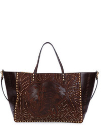Dark Brown Studded Tote Bag