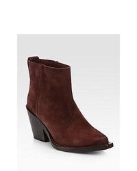 Acne Studios Donna Suede Ankle Boots Wine