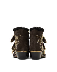 Chloé Brown Shearling Suede Susanna Boots