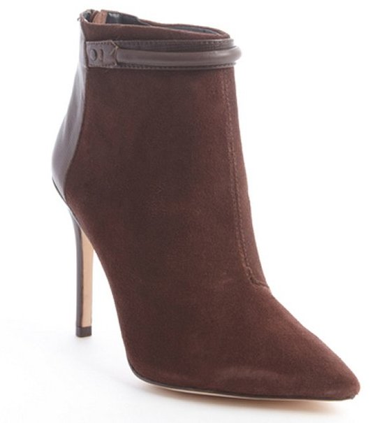 Charles David Dark Brown Suede Leather Accent Gemini Ankle Booties ...