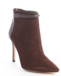 Charles David Dark Brown Suede Leather Accent Gemini Ankle Booties