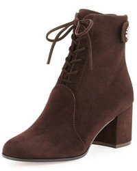 Gianvito Rossi Finlay Mid Suede Lace Up Bootie Brown