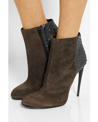 Haider Ackermann Suede And Metallic Python Ankle Boots