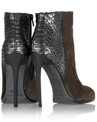 Haider Ackermann Suede And Metallic Python Ankle Boots