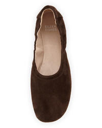 Eileen Fisher Pond Suede Ballerina Flat Chocolate