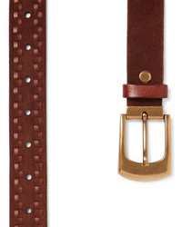 Brunello Cucinelli 4cm Brown Leather Trimmed Suede Belt