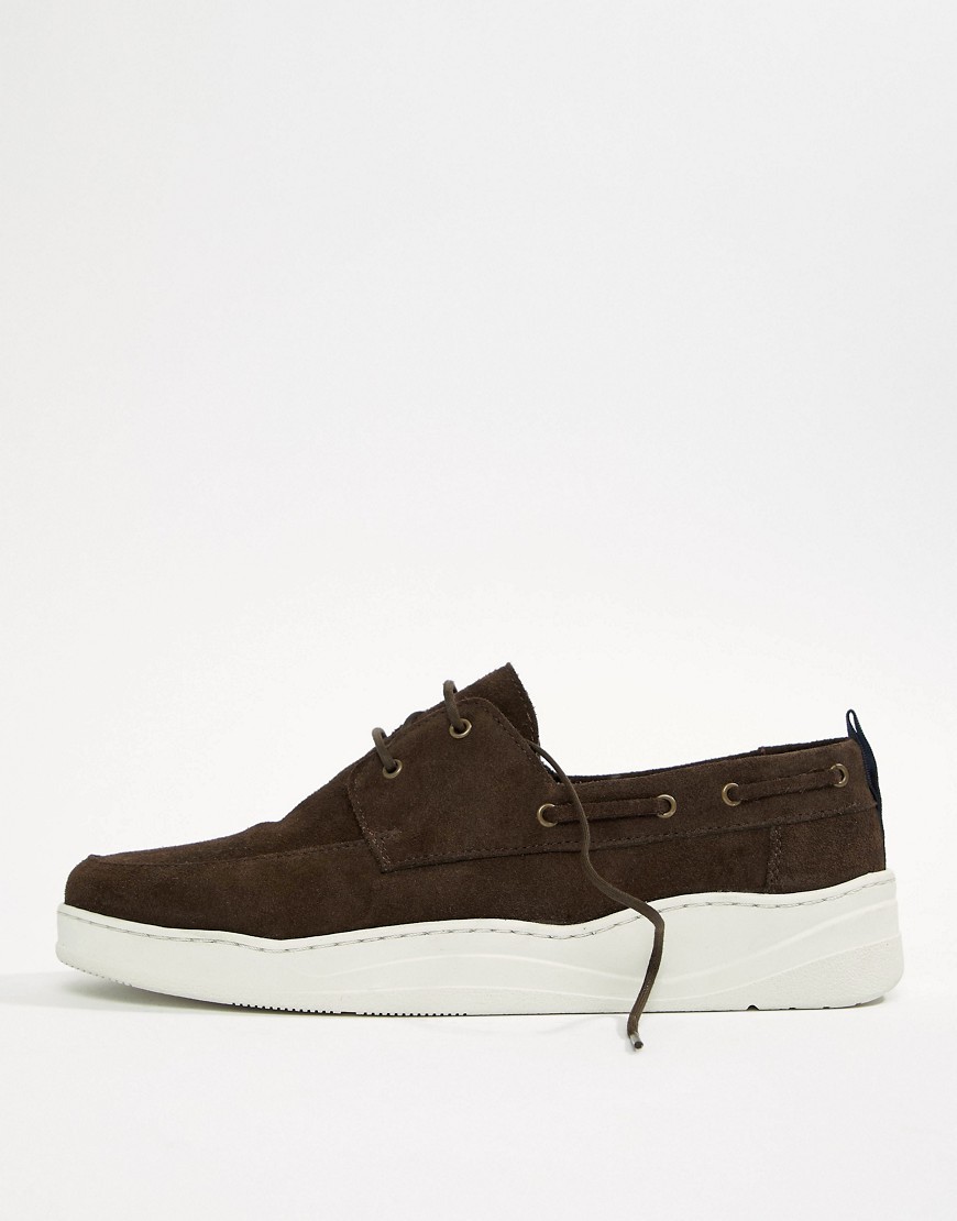 ASOS DESIGN Boat Shoes In Brown Suede With White Sole, $16 | Asos