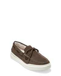Cole Haan Grandpro Rally Faux Shearling Slip On Moc Sneaker In Brownivory At Nordstrom