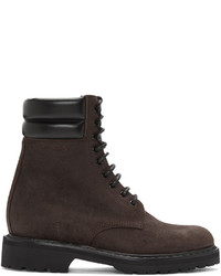 Saint Laurent Brown Suede High Army Boots