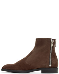 Givenchy Brown Suede Three Zip Boots