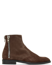 Givenchy Brown Suede Three Zip Boots