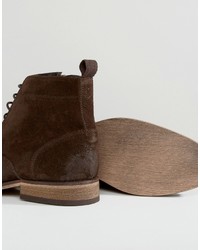 Asos Lace Up Boots In Brown Suede With Natural Sole