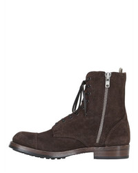 Officine Creative Lace Up Suede Boots With Side Zip