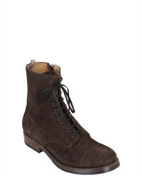 Officine Creative Lace Up Suede Boots With Side Zip