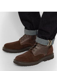 Brunello Cucinelli Textured Leather And Suede Boots
