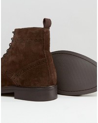Asos Brogue Boots In Brown Suede With Heavy Sole
