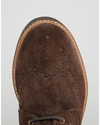 Frank Wright Suede Brogue Boots In Brown