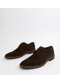 ASOS DESIGN Brogue Shoes In Brown Suede With Sole