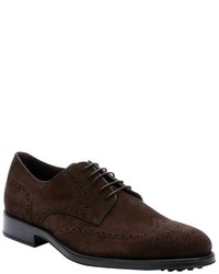 Tod's Brown Suede Lace Up Wingtip Oxfords