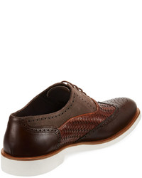 Jared Lang Mixed Leather Casual Oxford With Lightweight Rubber Sole Brown