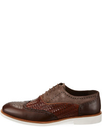 Jared Lang Mixed Leather Casual Oxford With Lightweight Rubber Sole Brown