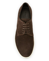 Giorgio Armani Perforated Suede Rubber Sole Derby Shoe Brown