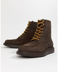 H By Hudson Belper Lace Up Boots In Brown Suede